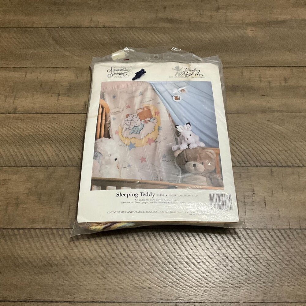 Sleeping Teddy Baby Afghan Counted Cross Stitch Kit Candamar Designs  50488